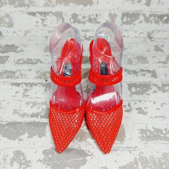 New JESSICA RICH Ysabelle Fishnet Red Pointed Toe Pum X133 - Picture 4 of 13